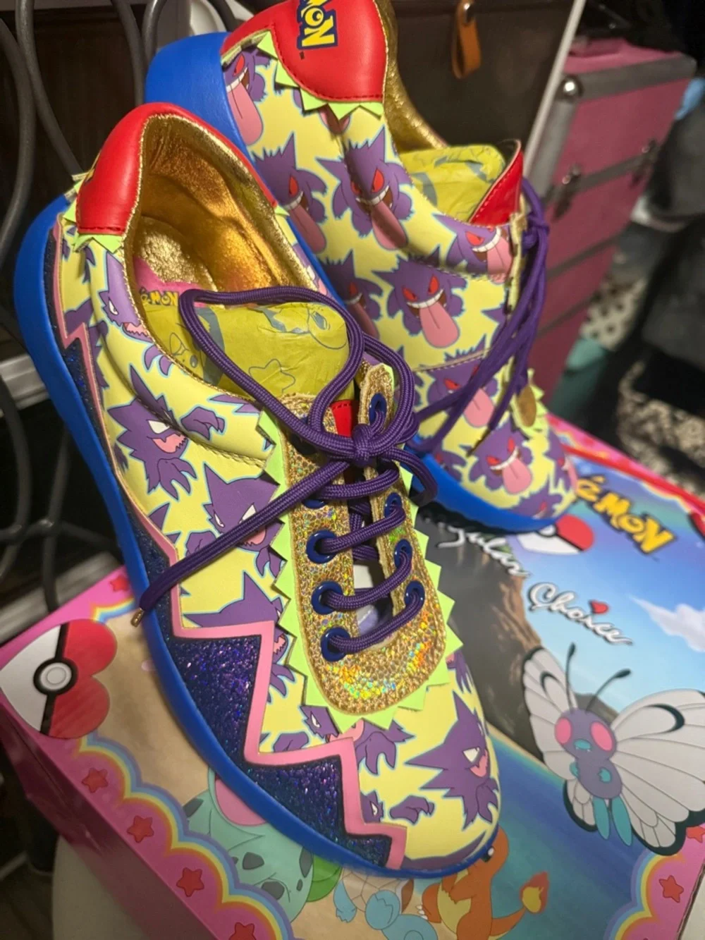 Irregular Choice Spooky Days Yellow Purple Blue Gengar Pokémon Athletic Shoes - Picture 3 of 4